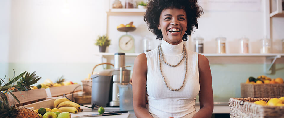Woman business owner smiling